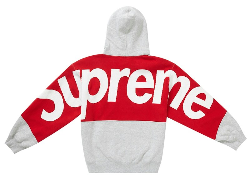 Supreme Big Logo Jacquard Hooded Sweatshirt Heather Grey